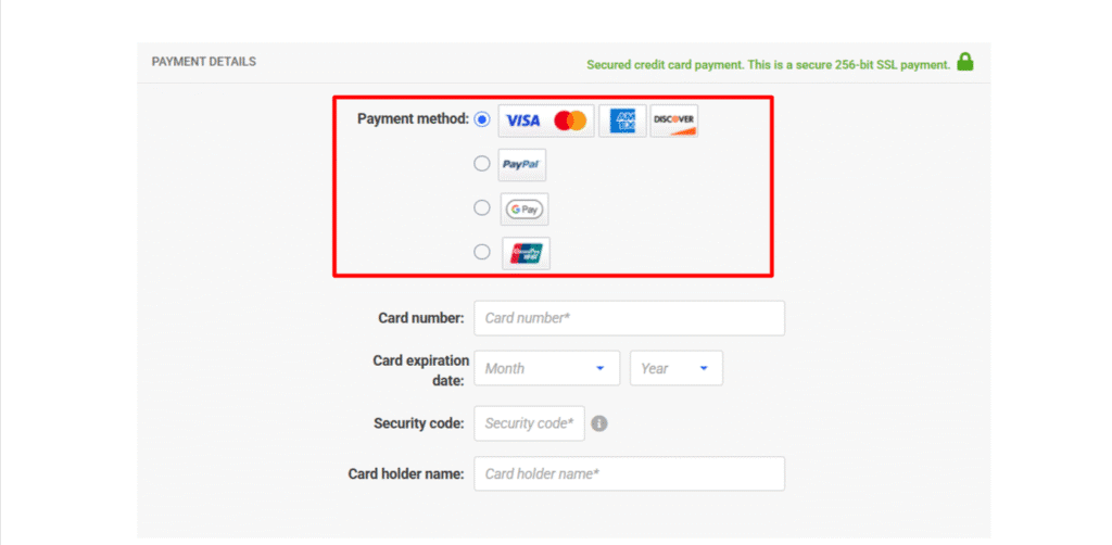 Payment methods