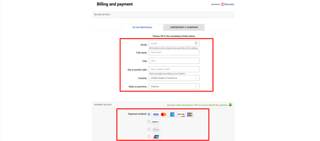 Bitdefender Billing and payment
